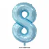 Globos de Aluminio de 40 pulgadas con Número Color Azul Perlado, Empacados Individualmente, para Decoración de Fiesta de Primer Cumpleaños de Bebé