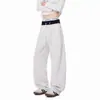 Pantalones para hombre de corte inclinado estilo americano con perneras curvas, que ofrecen un look relajado y casual, adecuados para deportes y uso diario, con un diseño de pierna recta holgada y un estilo de pantalón largo casual versátil
