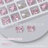 Arte de Uñas Diamantes de Cristal Irregulares Rosa de Fondo Puntiagudo, Diamantes de Corazón Inclinados, Decoraciones para Uñas de Gota de Agua con Forma de Hacha, Aurora