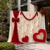 Decoración de boda, bata de mañana, fondo para fotos, escena de boda, montaje de habitación nupcial, dormitorio, decoraciones en forma de corazón y arreglos florales