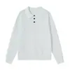 Artesano Aficionado 2025 Otoño Camisa Polo Estilo Coreano con Cuello de Solapa, Manga Larga para Hombre Estilo Hong Kong Color Sólido Tejido de Punto Interior