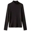 Capa base de cachemira para otoño e invierno para mujer, cuello medio, color liso, suéter de punto ajustado, engrosado, top tipo jersey a rayas simple 6993