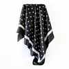 Lenço de Cabeça Estampado de Bolinhas Feminino Lenço Quadrado Grande de Seda Sintética 90cm Xale de Cetim Transfronteiriço Venda por Atacado