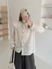 Colección Primavera 2026: Cuello de muñeca de encaje de ganchillo hecho a mano estilo japonés, camisa blanca, top casual dulce para mujer