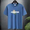 Fabricante Original Verano 2025 Hombres Estampado de Letras Holgada Manga Corta Media Manga Talla Grande Manga Corta Moderna Camiseta Cuello Redondo