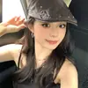 Gorra Retro Tachonada Estilo Coreano de Nicho para Mujer, Delgada para Sol de Primavera y Verano, Boina de Moda Estilo Japonés