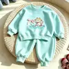 Lindo conjunto de bebé 2026 primavera y otoño para niñas, abrigo elegante de manga larga, pantalones deportivos casuales, conjunto de dos piezas para niños pequeños