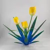 Adornos Metálicos de Agave de Hierro Artesanías de Hierro Orquídea Mariposa Decoración Exterior Clavel Jardín Plantas Artificiales