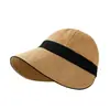 Sombrero de Sol de Estilo Japonés de Ala Ancha Exportado Que Hace que la Cara Parezca Más Pequeña, Sombrero de Pescador Ligero de Lino Sintético para Cola de Caballo, Protección UV para Verano