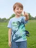 Camiseta de Manga Curta para Meninos 26 com Estampa de Animal Luminoso Europeia e Americana, Camiseta Infantil de Gola Redonda, Fornecimento Transfronteiriço, Roupa Infantil, Em Estoque para Vendas Transfronteiriças