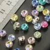 6mm Satélite Colorido Laser K9 Vidro Garra Pequena Redondo Proteína Cristal Iridescente Costurado à Mão Strass para Decoração de Roupas DIY