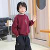 Sudadera Sencilla con Forro de Felpa para Niños, Estilo Coreano Otoño e Invierno, Sudadera Cálida de Felpa Falsa de Dos Piezas para Niños Pequeños y Niños Pequeños