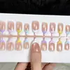 Unhas Postiças Wearable Gato Olho Gel Colorido Francês 5 Cores Toque de Luxo Temperamento 30 Peças Pontas de Unha Pré-fabricadas Pontas de Unha Wearable Xiaohongshu