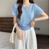Playera de Manga Corta con Cordón y Cuello Redondo para Mujer, Jersey de Verano para Mujer, Diseño Nuevo Dulce y Lindo, Adelgazante, Manga Corta