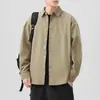 Nueva Camisa Casual de Manga Larga Retro Japonesa T709 para Hombre de Algodón Puro Camisa de Color Sólido Moda Americana
