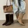 Nuevas botas retro de punta de media caña para mujer 2026, con acabado mate y caña ancha, que ofrecen un look elegante y versátil, perfectas como botas de cowboy occidentales o botas cortas