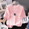 Camiseta de Algodão Puro de Manga Curta para Meninas 2026 Novo Estilo de Verão Top de Algodão Puro para Menininhas Roupas de Verão Estilosas de Meia-Manga para Crianças Ins