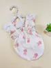 Roupa para Cachorro Estilo Coreano com Estampa de Coelho Fofo e Mangas Bufantes, Macacão Suspensório para Pet, Vestido Bichon de Gaze de Algodão Respirável, Estilo Fino, em Estoque