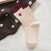 Meias Cor de Vinho para Mulheres, Outono e Inverno Anke La Red Meia de Cano Médio com Laço Cartoon Fofo Costura Dupla Sem Costura para Mulheres