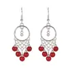 Aretes Turquesa Bohemios Transfronterizos, Accesorios Fotográficos de Lugares Escénicos de Yunnan, Aretes de Plata Miao Estilo Étnico Retro con Borlas