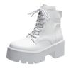 Novas Botas de Couro de Cano Médio para Outono e Inverno de 2025 para Mulheres, Novas Botas Martin com Solado Macio, Botas Martin com Cadarço Estilo Coreano e Solado Grosso para Mulheres