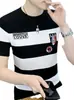 Marca Americana Tendência Transfronteiriça Seda de Gelo Masculina Manga Curta Tendência da Moda de Verão Malha Manga Meia Manga Casual Bonito Versátil Camiseta
