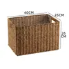 Cesta de almacenamiento de mimbre sintético ropa sucia juguetes bocadillos artículos varios cesta de almacenamiento tejida en bambú hogar sala de estar mueble de TV escritorio completo
