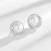 Brincos de pérolas de luxo brilhantes de zircônia senoidal de alta qualidade com comércio exterior transfronteiriço europeu e americano, brincos elegantes de luxo para mulheres