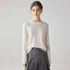 Suéter de estilo simple para mujer, nuevo para otoño e invierno, 100% cachemira, cuello redondo, manga larga, jersey, versátil, suave y adecuado como capa base