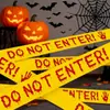 Fondo Amarillo con Texto Negro Cinta de Advertencia Pe sin Adhesivo Aislamiento de Piso Halloween Transfronterizo Precaución Línea de Advertencia Decorativa Impresa