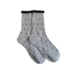Calcetines de lana de lunares para otoño e invierno para mujer, calcetines gruesos de media pantorrilla, calcetines largos retro de encaje gris cálido, calcetines holgados