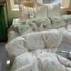 Juego de Cama Minimalista de Algodón Puro de Clase A de Cuatro Piezas, Adecuado para Dormir Directamente en la Cama, Funda de Edredón de Algodón para Dormitorio en Casa, Juego de Cama de Tres Piezas~