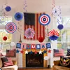 Decoração de Festa Temática do Dia da Independência da Amazon US Arranjo de Atmosfera Adereços para Check-in de Fotos Bandeirola Ventilador Dobrável Espiral Pendurado