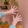 Guantes de lana de punto de color sólido con lazo, con dedos expuestos para pantalla táctil, guantes cálidos para mujer, modernos de invierno