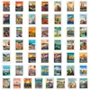 50 pegatinas de póster de viaje vintage de ciudades europeas, edificios emblemáticos, impermeables, para equipaje, DIY, transfronterizo