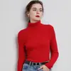 Suéter de Lã Feminino Inverno Gola Alta Justo Espessado Novo Estiloso Slim Fit Manga Longa Camada Base
