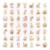 50 Novos Adesivos de Coelho Fofo com Ovos de Páscoa em Aquarela Transfronteiriços para Garrafas de Água e Malas, Adesivos à Prova d'Água