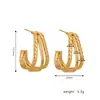Brincos Femininos de Aço Inoxidável Banhados a Ouro 18K, Geométricos, Vazados, Torcidos, Camadas, High-End, Transfronteiriços