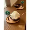 Cuenco de cáscara de coco Cuenco de cáscara de coco Vietnamita Cuchara de madera Cuenco para ensalada de frutas Cuenco para helado raspado Madera de ala de pollo