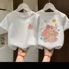 Camiseta de Algodón Puro de Manga Corta para Niños 2026 Verano Más Vendida Estampado de Dibujos Animados Estilo Coreano para Bebé Cuello Redondo Camiseta Básica para Niños y Niñas