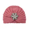 Gorro de Punto con Forma de Flor Incrustada de Diamantes Europeos y Americanos Gorro Baotou Indio Transfronterizo Gorro Cálido de Lana para Otoño e Invierno Gorro de Punto con Protección para los Oídos