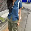 Camisa de Manga Corta a Cuadros Plisada Retro de Verano Coreana Estilo Japonés Top Estilo Vintage Estilo Universitario