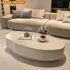 Mesa de centro de madera maciza color nogal, estilo francés minimalista moderno de lujo ligero, para uso en sala de estar, estilo wabi-sabi minimalista de alta gama color crema