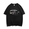Verão Novo Design Nicho Estampa Cartoon Algodão Puro Pesado Camiseta Manga Curta Marca Tendência Masculina Top Meia Manga