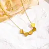 Collar Minimalista Ins-Style con Forma de Corazón de Acero de Titanio para Mujer, Nueva Cadena para Clavícula de Acero de Titanio Chapado en Oro de Nicho Transfronterizo de Alta Gama