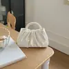 Bolso Pequeño Plegado Estilo Francés de Alta Gama 2026 con un Toque de Hada, Bolso de Mano de Perlas, Bolso Cruzado Nube de Estilo Suave para Mujer