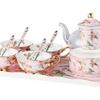 Juego de Taza y Platillo de Porcelana de Hueso de Alta Calidad para Café y Té de Frutas para Uso Doméstico, Estilo Inglés Vintage, Tetera de Vidrio de Alta Estética Calentada con Vela