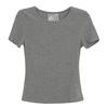Camiseta de Manga Corta con Diseño de Encaje en la Espalda Gris Pure Desire para Mujer en Verano, Top Versátil Chic de Ajuste Ceñido Único