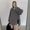 Nuevo Suéter de Cuello Alto con Cremallera para Mujer en Otoño e Invierno, Estilo Perezoso, Diseño Holgado, Tops de Nicho, Suéteres Irregulares