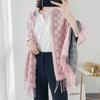 Otoño e Invierno Imitación Cachemira Cálido Jacquard Bufanda de Borlas Corta para Barba Chal de Aire Acondicionado Geométrico para Mujer Bufanda para el Cuello Estilo Literario